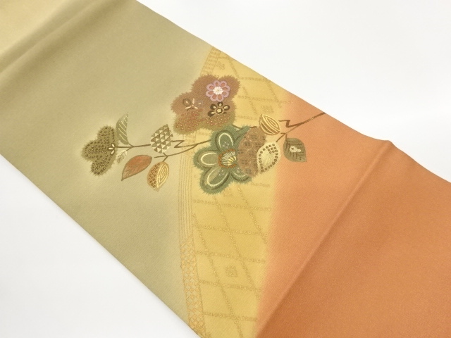 JAPANESE NAGOYA OBI / EMBROIDERY / KINSAI IROE / FLOWER